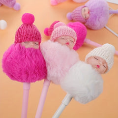 1pc Doll 0.5mm Fluffy Pen Pastel Girls Christmas Gift Multicolor Fancy Pen