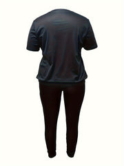 Women's Plus Leopard Print Top & Pants Set