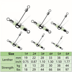 15pcs 3 Way Swivels Stainless Steel T Shape Fishing Barrel