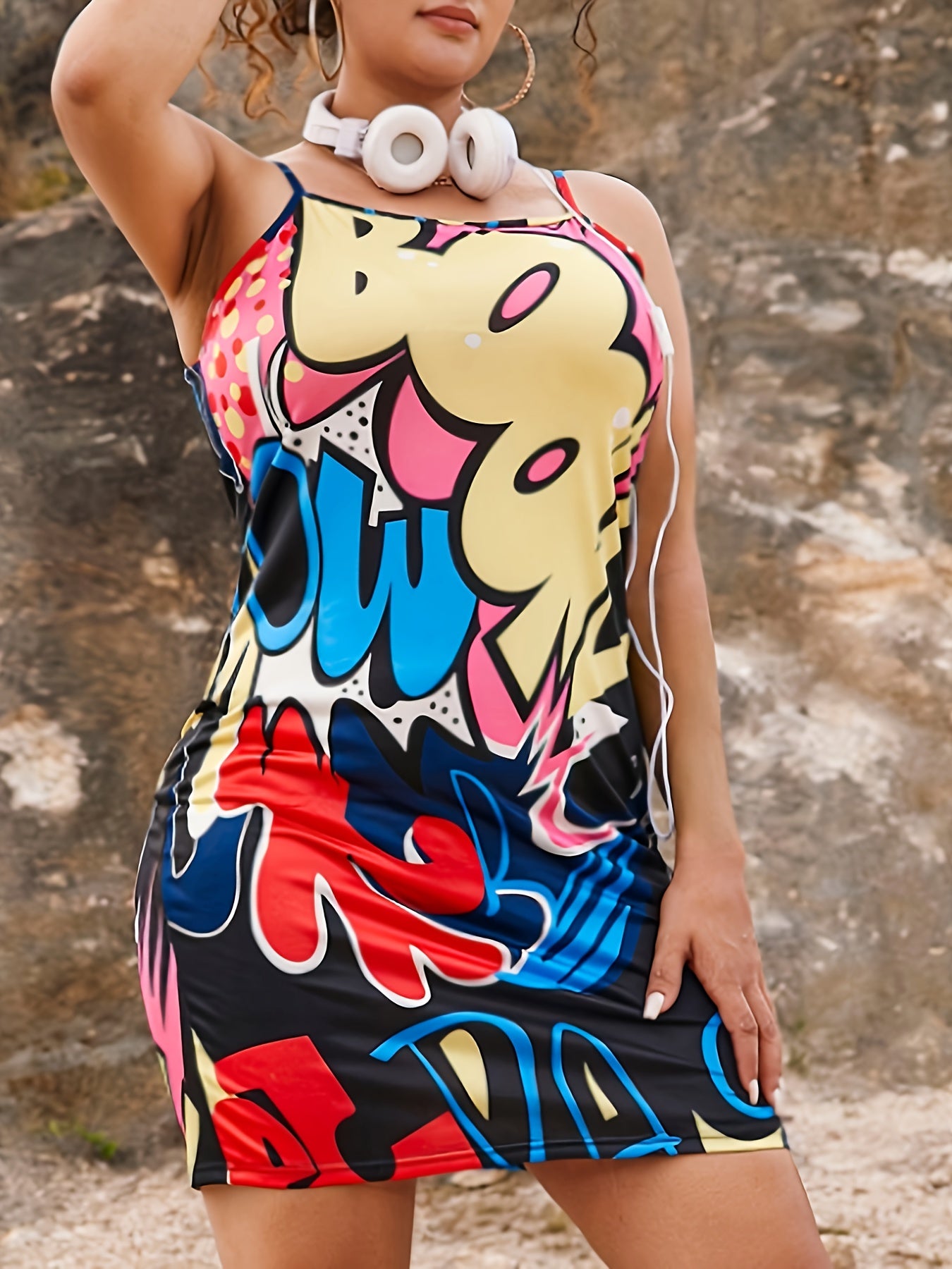  Pop Art Print Bodycon Mini Dress