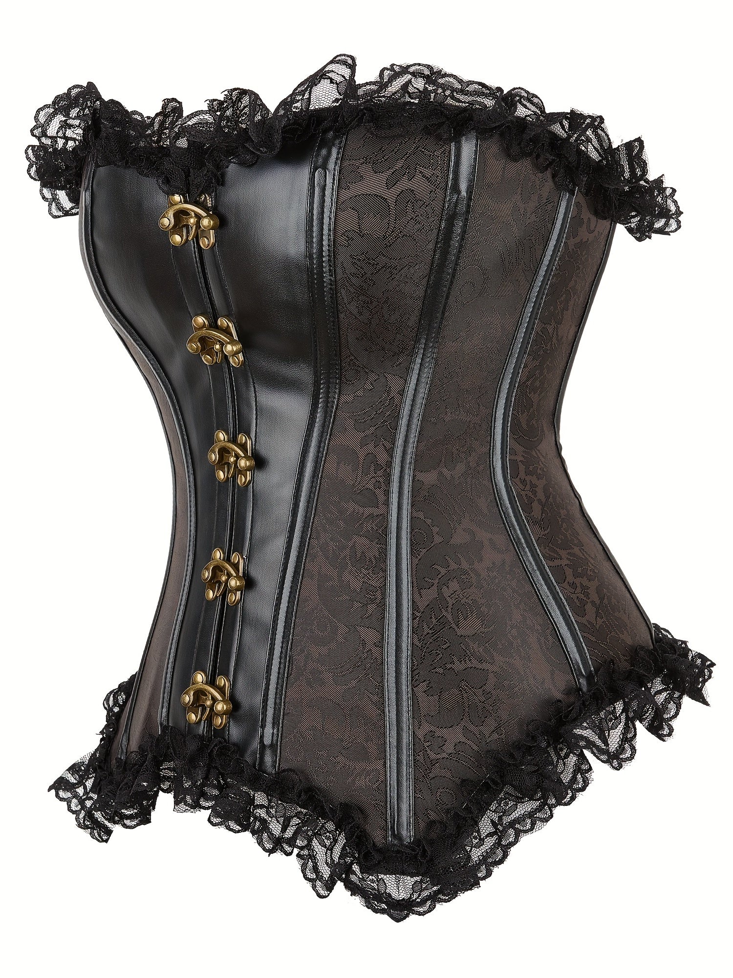 Strapless Corset Bustier Tummy Control Lace Up Jacquard Body Shaper