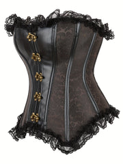 Strapless Corset Bustier Tummy Control Lace Up Jacquard Body Shaper