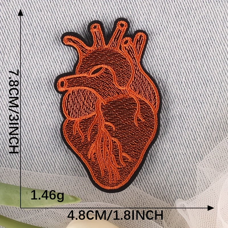 3pcs Organ Heart Embroidery Patches For Boys Clothing DIY Ironing Stickers