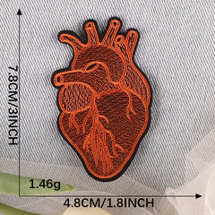 3pcs Organ Heart Embroidery Patches For Boys Clothing DIY Ironing Stickers