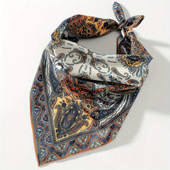 Paisley Print Hair Band Silk Formal Square Neck Scarf