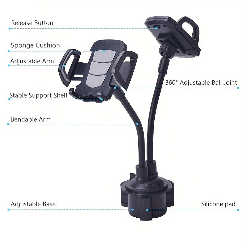 Universal Magnetic Car Cup Holder for 2 Phones 360&deg; Rotation