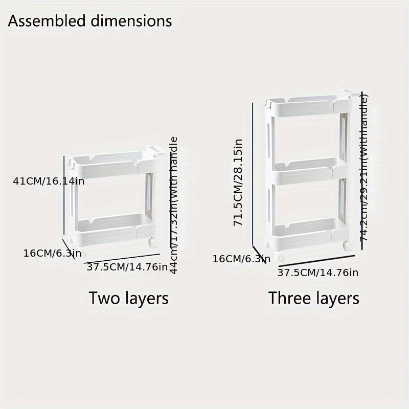 1pc Standing Storage Rack Living Room Kitchen Storage Rack Movable Storage Rack