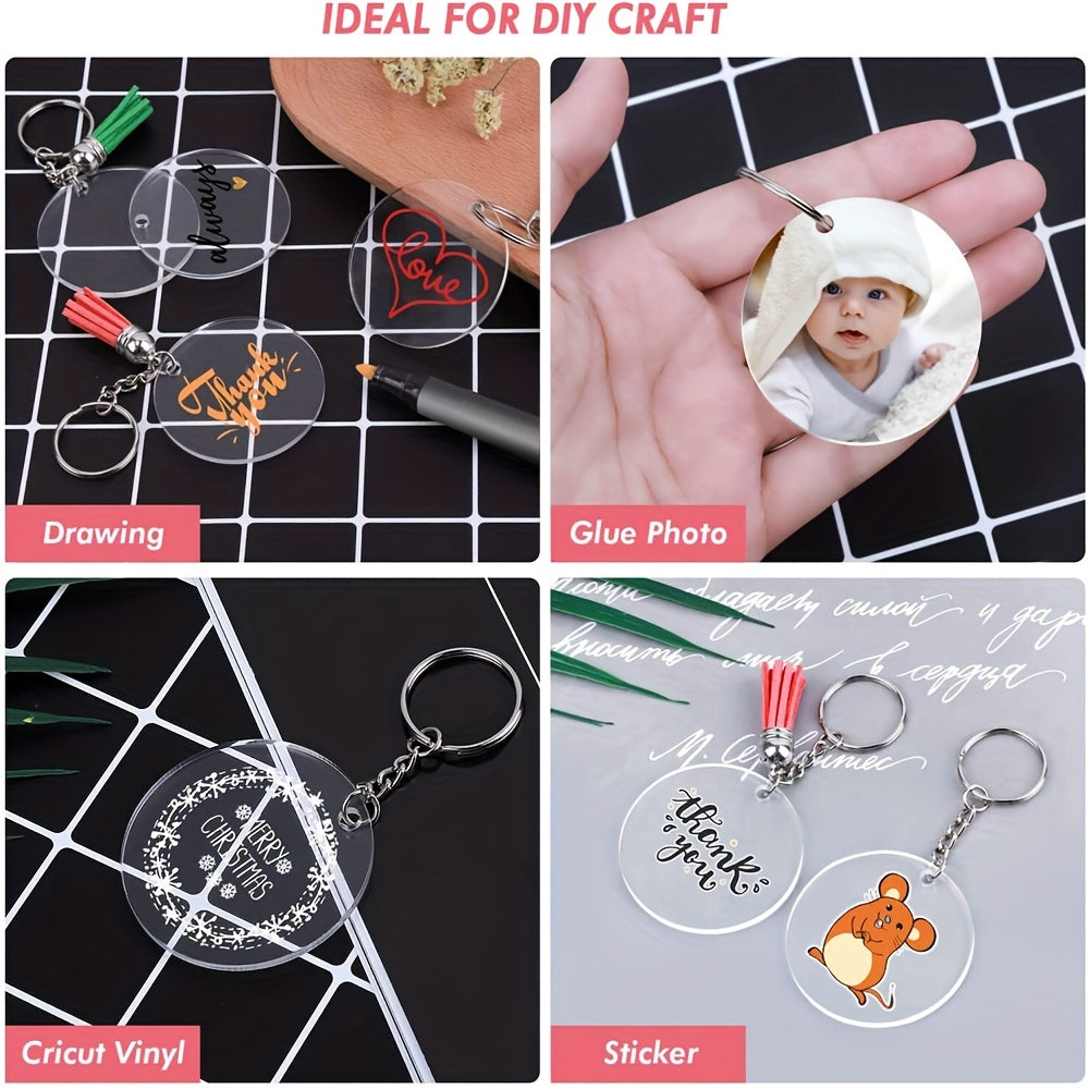 50Pcs Sublimation Acrylic Round Keychain Blanks DIY Heat Transfer Key Chains