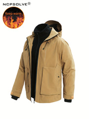 Men's 3-In-1 Zip Hooded Jacket Waterproof Windproof Hiking Jacket