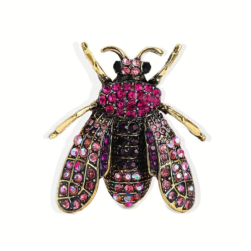 Vintage Bee Rhinestone Brooch Banquet Clothes Pin Scarf Clip
