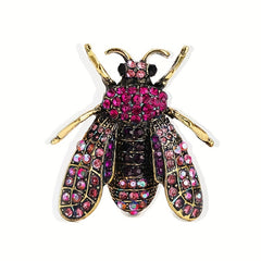 Vintage Bee Rhinestone Brooch Banquet Clothes Pin Scarf Clip