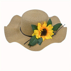 Foldable Sunflower Sun Hat Wide Brim Packable UV Protection Floppy Beach Hat