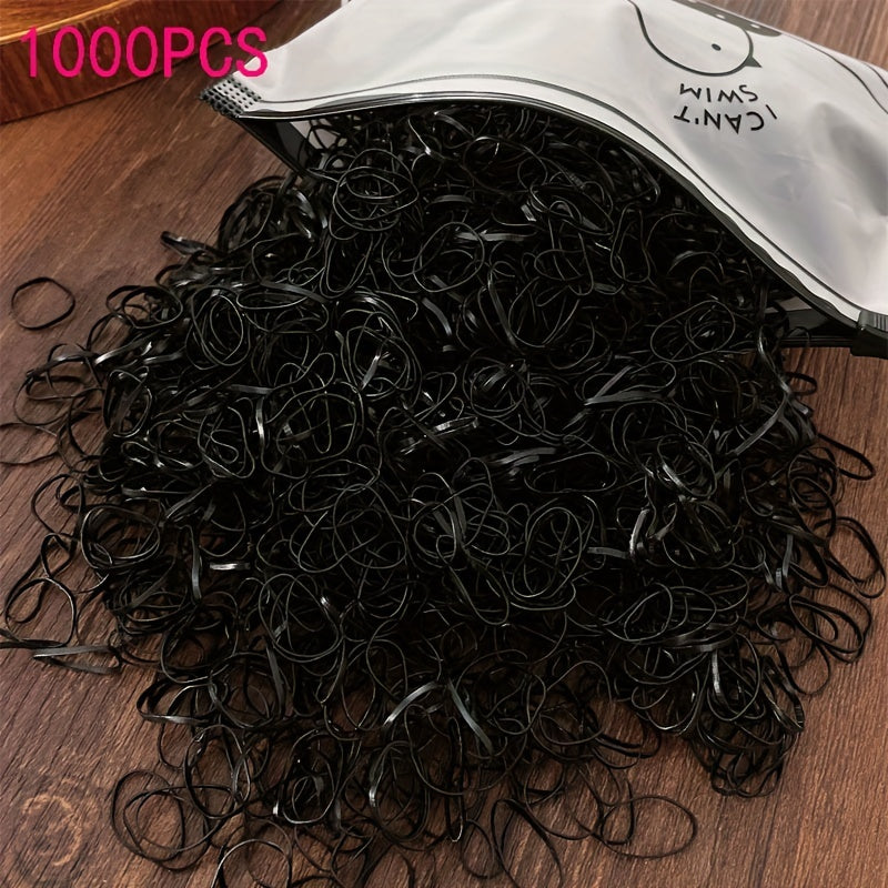 1000 Mini PU Rubber Bands Hair Ties Accessories
