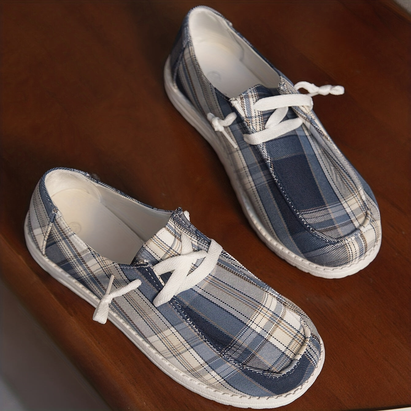 Women's Plaid Canvas Shoes Outdoor Lightweight Low Top Shoes