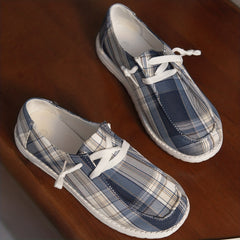 Women's Plaid Canvas Shoes Outdoor Lightweight Low Top Shoes