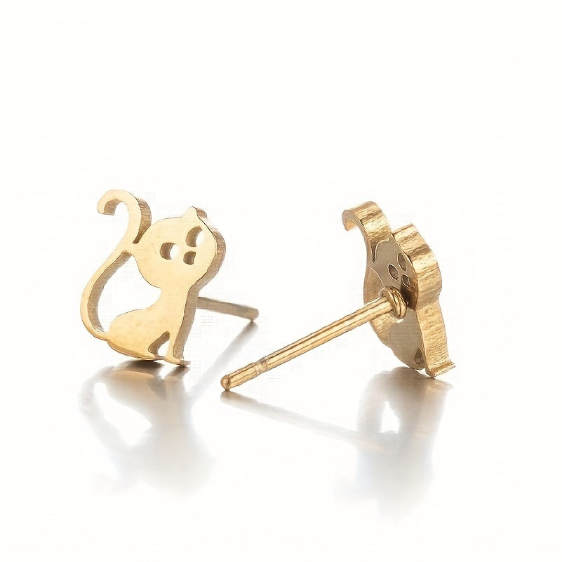 2pcs Men's Stainless Steel Mini Stud Earrings For Students