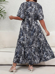  Allover Print Flutter Sleeve Surplice Neck Maxi Dress