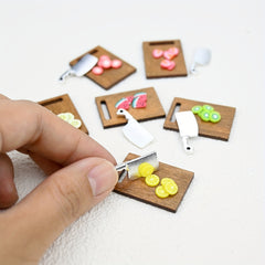 Miniature Fruit Cutting Scene Ornament for Dollhouses