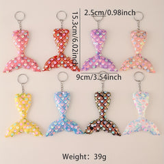 8pcs Sequin Fishtail Charm Keychain Luggage Pendant Backpack Handbag