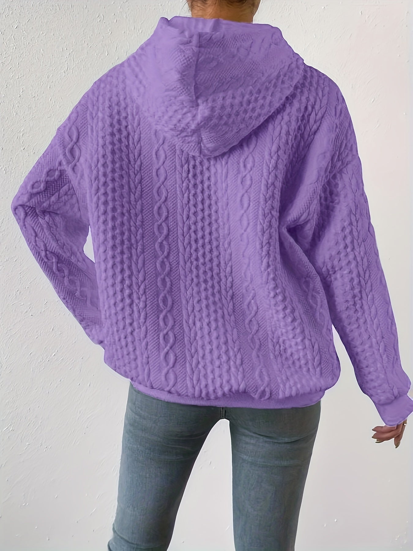 Solid Texture Hoodie Long Sleeve Sweatshirt