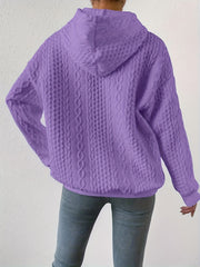 Solid Texture Hoodie Long Sleeve Sweatshirt
