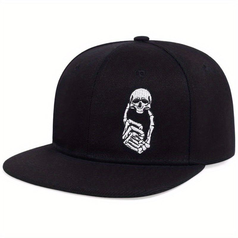 Skull Rose Print Snapback Hat Hip Hop Unisex Solid Couple Baseball Cap