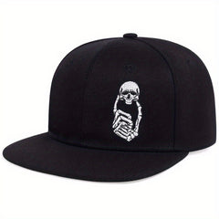 Skull Rose Print Snapback Hat Hip Hop Unisex Solid Couple Baseball Cap