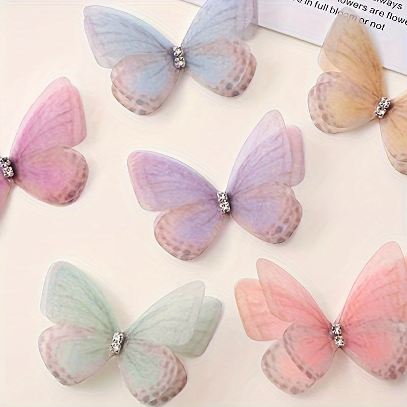 100pcs 3D Fabric Butterflies for DIY Crafts Clothing