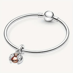Ladybug Charm Pendant Silver Plated Rhinestone Bead Bracelet Jewelry
