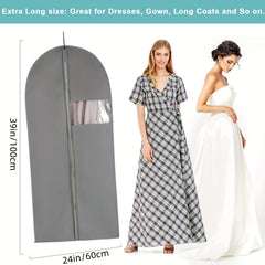 4 Pack 99 06cm Dress Garment Bags Hanging Clothes Gowns Foldable Long Bag