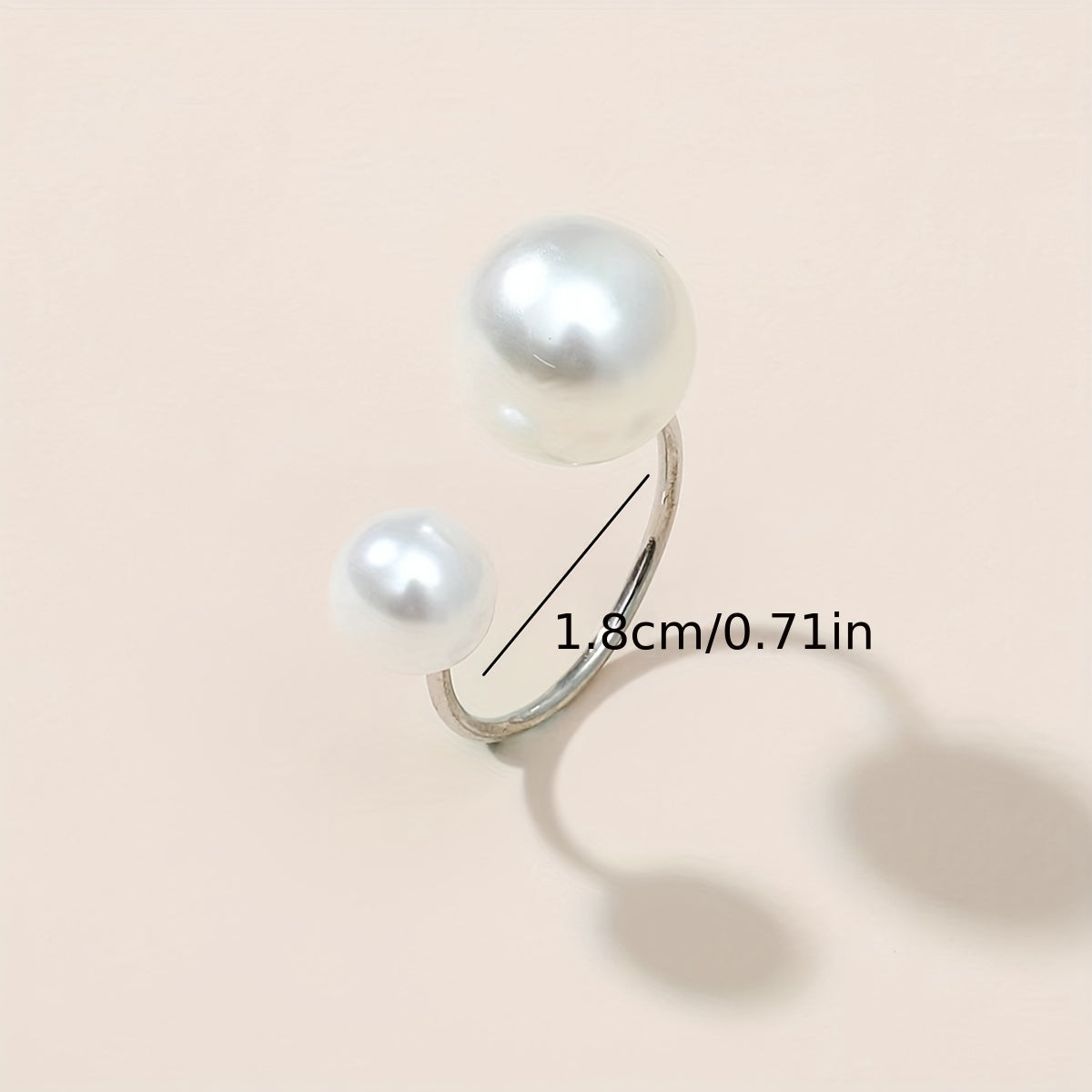 Faux Pearl Cuff Ring 18k Plated Evening Party Accessory