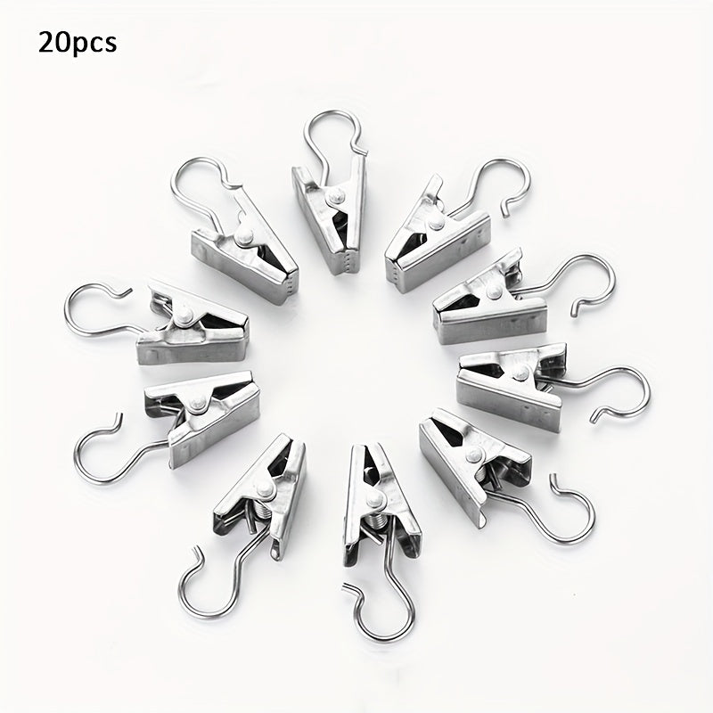 20pcs Stainless Steel Curtain Clips for Easy Hanging and Storage