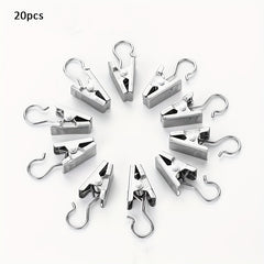 20pcs Stainless Steel Curtain Clips for Easy Hanging and Storage