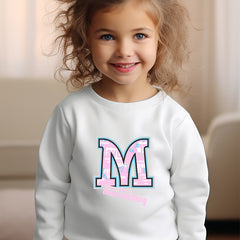 Girls M Pattern Crew Neck Sweatshirt Spring Fall Christmas Gift