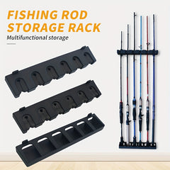 6 Hole Wall Mounted Fishing Rod Rack Durable Plastic Holder for Easy Storage