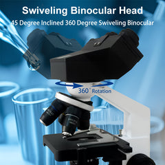 Pro Compound Microscope 2500X NA 1.25 Reticle Dual Stages 360 Rotating Nose