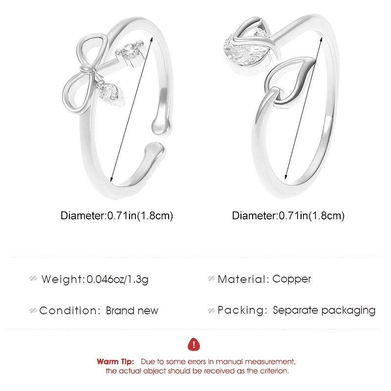 Women's Bow Ring Leaf Element Ring Accessories Party Birthday Gift
