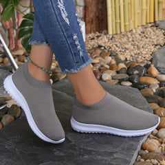 Dark Grey Stretch Woven Sports Shoes Women's Footwear