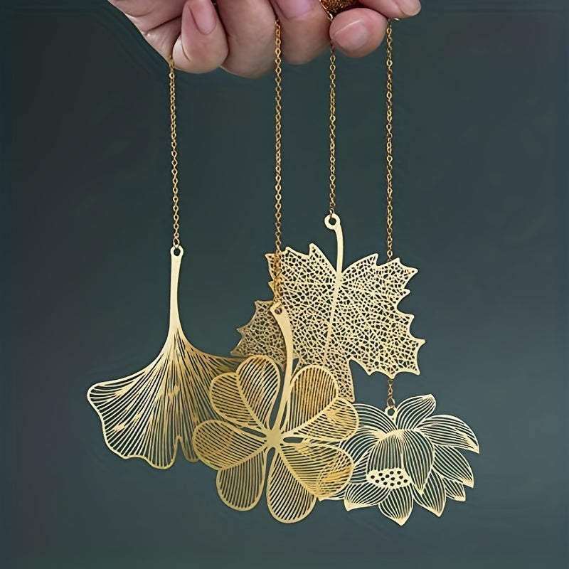 Golden Hollow Metal Bookmarks with Chain - Pack of 1