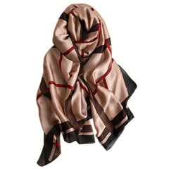 Striped Satin Scarf Shawl Silk Head Wrap Sunscreen Towel