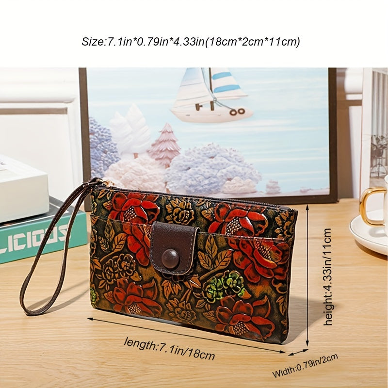 Floral Print Coin Purse Credit Card Organizer & ID Holder Clutch Bag