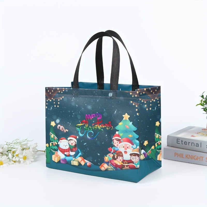 6pcs Christmas Gift Bags Reusable Tote Bags Festive Non-Woven Grocery
