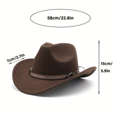 Men's British Style Woolen Western Cowboy Hat