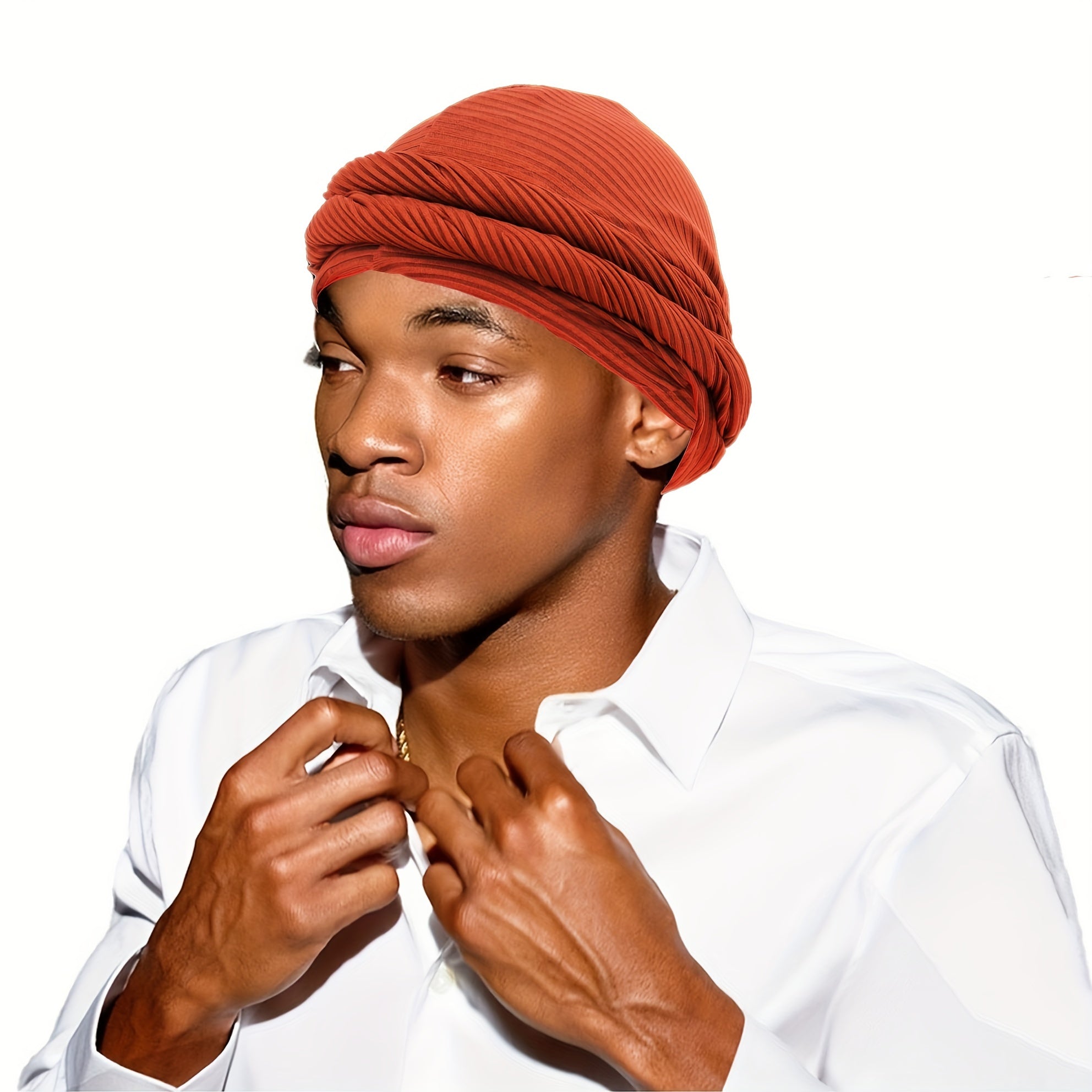 Men's Twisting Cap Pit Strip Button Head Wrap Cap
