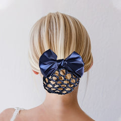 Bowknot Snood Barrette Back Head Hair Clip Bun Ponytail Vintage Hair Clip