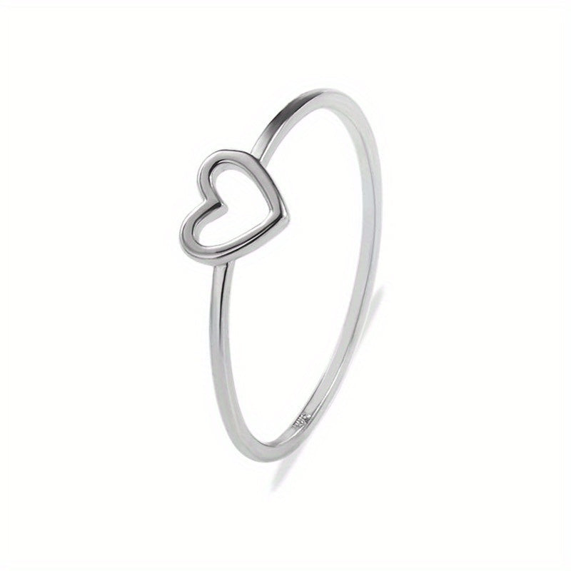 Heart Wave Cuff Ring with Rhinestone Inlay