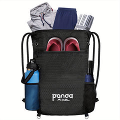 Honeycomb Pattern Drawstring Backpack Water Resistant Gym Bag