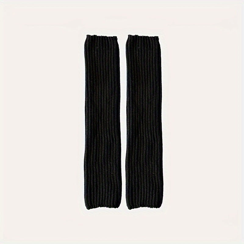 Solid Ribbed Leg Warmers All math Socks Women's Stockings & Hosiery