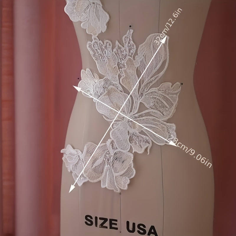 Champagne Wedding Dress Lace Embroidered Flower Patch Sticker
