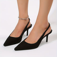 Women's Black Stiletto Heels Slingback Shoes